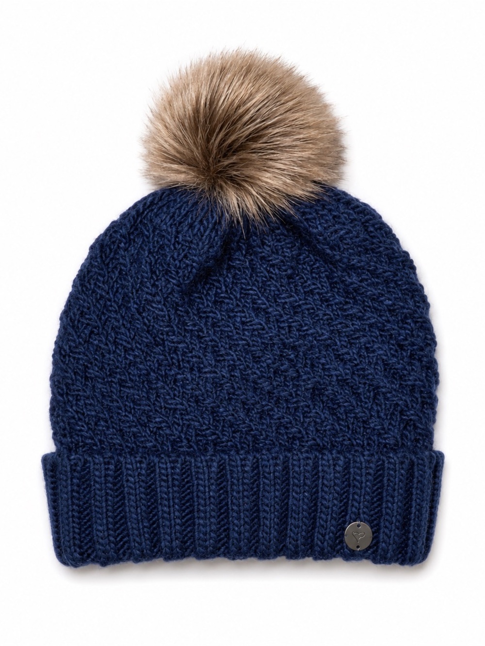 ROXY KNIT BEANIE​ NAVY BLUE WOMENS HAT POMPOM​​​​​​​​